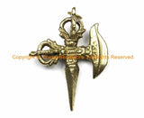 2 PENDANTS - Tibetan Brass Vajra Phurba Drikug Pendants- Vajra Dagger Knife Pendant - Vajra Phurba Charms Buddhist Jewelry - WM7125-2