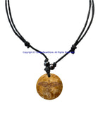 Auspicious Buddha Wisdom Eyes Design Handmade Tibetan Bone Pendant Necklace on Adjustable Cord - Boho Yoga Jewelry - HC166VA
