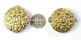 1 BEAD - LARGE Tibetan Double Vajra Round Repousse Carved Brass Tibetan Bead - Ethnic Brass Beads - B2424-1