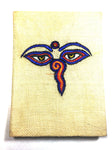 Handmade Lokta Paper Notebook with Embroidered Buddha Eyes from Nepal - HC134D