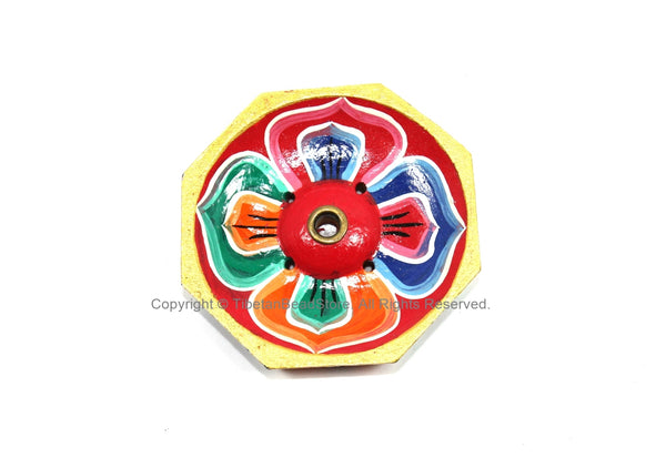 Handmade Lotus Floral Design Wood Incense Burner -IB89