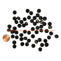 58 BEADS - Mixed Lot Handmade Tibetan Black Bone Beads with Metal Inlays - LPB10R1