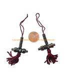 Tibetan Mala Counter Carved Black Bone Bell & Vajra Set - Prayer Bead Mala Making Supplies - T50BS