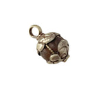 Old Carnelian Melon-Shaped Ethnic Tibetan Charm Pendant with Tibetan Silver Wire Inlay & Repousse Floral Caps - WM7985OC