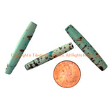 3 BEADS - Long Tibetan Blue Tube Beads - B3414P