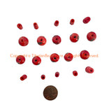 10 SETS - Tibetan Inlaid Red Bone Guru Bead Sets - Inlay Bone Guru Beads & Caps - Mala Making Supply 3 Hole Guru Beads - GB123K
