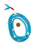 OOAK Unique Blue Tibetan Mala Prayer Beads with White Bead Accents by TibetanBeadStore - PB288A