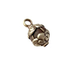 Old Carnelian Melon-Shaped Ethnic Tibetan Charm Pendant with Tibetan Silver Wire Inlay & Repousse Floral Caps - WM7985OB