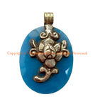 Reversible Tibetan Faceted Quartz Pendant with Repousse Tibetan Silver Butterfly & Lotus Floral Details - WM6506B