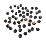 47 BEADS - Black Bone Inlaid Tibetan Beads with Turquoise & Coral Inlays - 9mm-10mm - B3414K