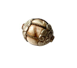 1 BEAD - Tibetan Ethnic Naga Conch Shell Bead with Tibetan Silver Metal Caps & Wires - Ethnic Shell Beads - Tribal Beads - B3531C-1