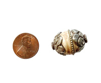 1 BEAD - Tibetan Ethnic Naga Conch Shell Bead with Tibetan Silver Metal Caps & Wires - Ethnic Shell Beads - Tribal Beads - B3531D-1