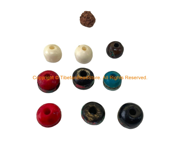 10 BEADS - Mixed Colors Tibetan Beads - B3541B