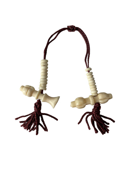 Tibetan Mala Counter Carved White Bone Bell & Vajra Set - Prayer Bead Mala Making Supplies - T261A-1
