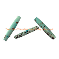 3 BEADS - Long Tibetan Blue Tube Beads - B3414P