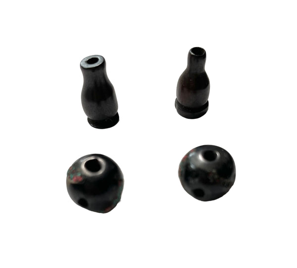 2 SETS - Black Inlaid Tibetan Guru Bead Sets - Tibetan Mala Guru Beads - 3 Hole Guru Beads - Mala Making Supply - GB100U-2