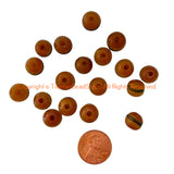 18 BEADS - Tibetan Amber Color Resin Beads with Metal Inlay - LPB10R5