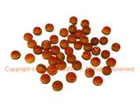 45 BEADS - Tibetan Amber Color Resin Beads with Metal Inlay - LPB10R3