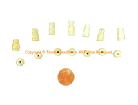 7 SETS Tibetan Creamy White Guru Bead Sets - Handmade Tibetan 3 Hole Guru Beads - Mala Making Supply - GB112B