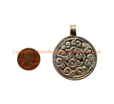 Handmade Tibetan Agate Pendant with Repousse Tibetan Silver Floral Details - WM6505B