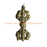 3 Pendants - Tibetan Brass Vajra Dorje Charm Pendants - Tibetan Jewelry - WM8022-3