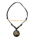 Triple Spiral Design Pendant on Adjustable Cord - Triskeles Triskelion Ethnic Tribal Handmade Unisex Boho Jewelry - HC166J