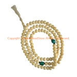 Tibetan Mala Prayer Beads with Turquoise Spacers - 108 Carved Bone 10mm Beads Mala Meditation Prayer Beads Hand Carved Bone Beads - PB203