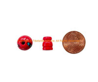 1 SET Tibetan Inlaid Red Guru Bead Sets - Tibetan Guru Beads with Turquoise, Coral Inlays - Mala Making Supply - GB123A