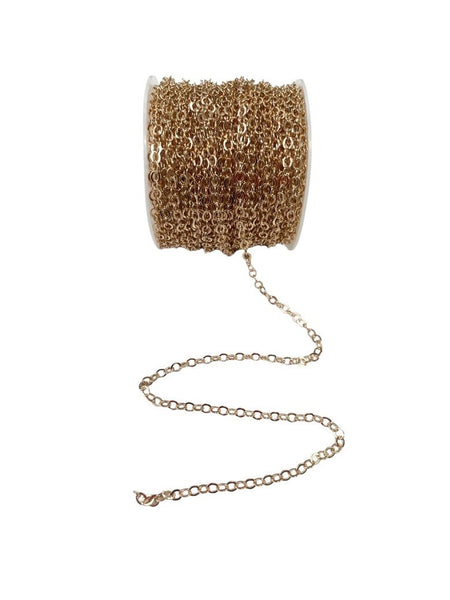 Light Golden Brass Cable Link Chain 5 Feet - 2.5mm x 3mm x 0.4mm - TibetanBeadStore Chains & Findings - Necklace Jewelry Chains - C26LG-5