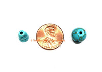 3 SETS Turquoise Tibetan Guru Bead Sets - 9mm-10mm size Howlite Turquoise 3 Hole Guru Beads - Tibetan Prayer Beads Mala Guru Beads - GB52-3