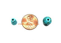 1 SET Turquoise Tibetan Guru Bead Set - 9mm-10mm size Howlite Turquoise 3 Hole Guru Beads - Tibetan Prayer Beads Mala Guru Beads - GB52-1