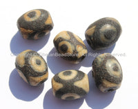 1 BEAD - Tibetan Dzi Bead - Matte Crackle Finish Dzi Agate Beads - Ethnic Tribal Tibetan Etched Agate Stone Dzi Zee Zi Beads - B2567