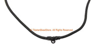 Black Handwoven Cord Necklace 3mm Thick Cord 24" Necklace - Unisex Boho Surfer Jewelry Cord Choker - © TibetanBeadStore - BK30