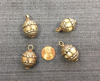 Tibetan Ethnic Naga Conch Shell Pendant with Repousse Carved Floral Tibetan Silver Caps & Wire Inlays- Tribal Boho Tibetan Pendant - WM7499