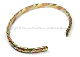 Tibetan Healing 3 Metals Braided Adjustable Bracelet Cuff - 6mm - Unisex Cuff- Tibetan Jewelry by TibetanBeadStore- C114B