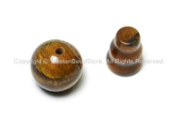 2 SETS - Tigers Eye Guru Bead Sets - Tibetan Guru Beads - Mala Making Supply- 3 Hole Guru Bead- Tibetan Tigers Eye Guru Bead Sets - GB21S-2