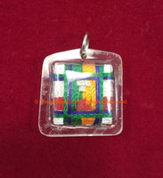 Encased H.H. the Dalai Lama portrait Amulet Pendant with Silk Cord Mandala Weaving - Nepal Tibetan Pendant Jewelry Supplies - WM7719B