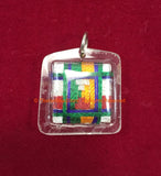 Encased H.H. the Dalai Lama portrait Amulet Pendant with Silk Cord Mandala Weaving - Nepal Tibetan Pendant Jewelry Supplies - WM7719B