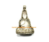 92.5 Sterling Silver Encased Carved Crystal Quartz Buddha Pendant - One of a Kind Handmade Pendant - Crystal Buddha Pendant - SS8022