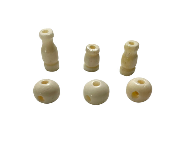 3 SETS Tibetan Creamy White Guru Bead Sets - Tibetan 3 Hole Guru Beads - Mala Making Supply - GB100N-3