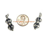 Tibetan Silver Vajra Dorje Thunderbolt Charm Pendant - 1 CHARM - Tibetan Charms - Nepal Tibetan Buddhist Yoga Jewelry - WM7722-1