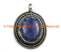 Nepal Tibetan Pendant with Lapis Gemstone Inlay - Handmade Nepal Tibetan Ethnic Jewelry - TibetanBeadStore - WM7252