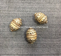 2 BEADS - Tibetan Ethnic Naga Conch Shell Beads with Tibetan Silver Metal Caps & Wires - Ethnic Tribal Boho Handmade Shell Beads - B1040B-2