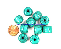 10 BEADS Blue Crackle Resin Beads - Blue Color Resin Beads - Big Turquoise Blue Color Beads - B3204-10