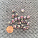 20 BEADS Small Purple Agate Beads with Tibetan Silver Caps - Tibetan Beads Gemstone Beads - Handmade Beads - TibetanBeadStore - B3410-20