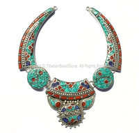 Ethnic Tibetan Necklace Bead Set with Lapis, Turquoise & Coral Inlays - DIY Necklace - DIY Fine Quality Tibetan Jewelry - N158