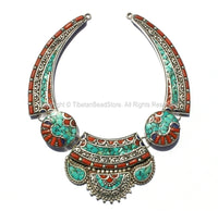 Ethnic Tibetan Necklace Bead Set with Lapis, Turquoise & Coral Inlays - Fine Quality DIY Necklace - DIY Tibetan Jewelry - N177