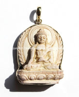 White Akshobhya Buddha Tibetan Pendant - Bhumisparsha Mudra - Dhyani Buddha - Buddhist Meditation Yoga Jewelry - WM3031