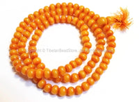 108 BEADS Tibetan Resin Amber Mala Prayer Beads - Mala Making Supplies - Light Weight 8mm Amber Resin Mala with Guru Bead - PB115 - TibetanBeadStore