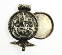 Ethnic Nepal Tibetan Ganesha Ghau Prayer Box Pendant with Metal Bead Inlay Accents - Handmade Tibetan Jewelry - Ganesh Pendant - WM4802